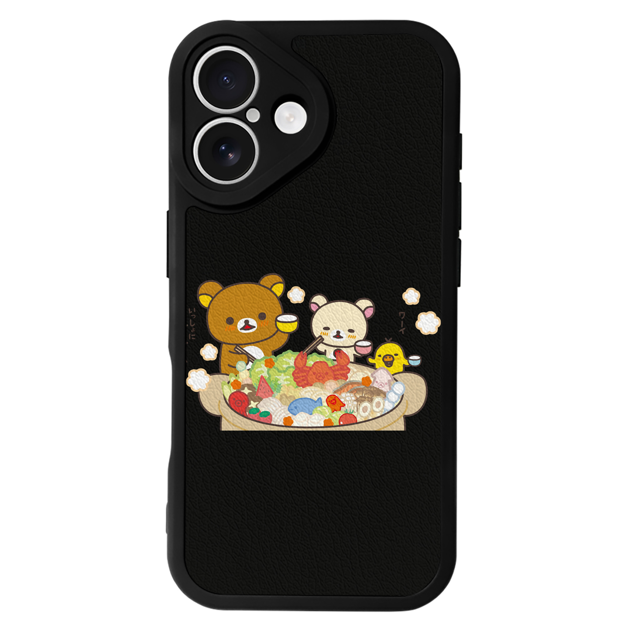 （画像用） リラックマ リラックマ キイロイトリ Rilakkuma Korilakkuma Kiiroitori 【iPhone 16シリーズ対応】シリコンスマホケース（レザー調） 材質：シリコン